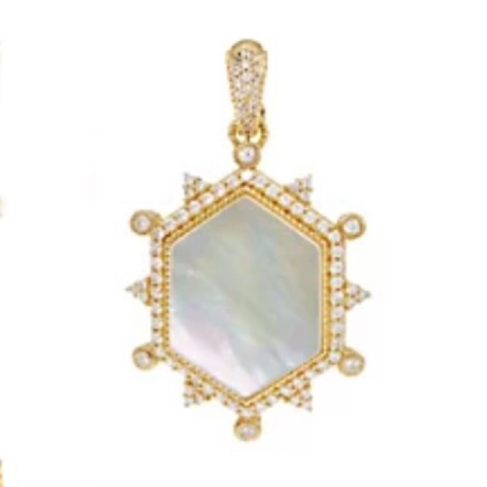 Judith Ripka 14K Clad Diamonique & Mother of Pearl Enhancer